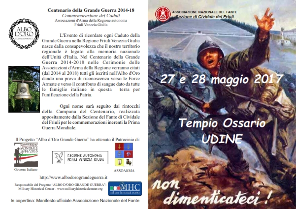 Commemorazione dei Caduti del Centenario della Grande Guerra 2014-18 Tempio Ossario Udine